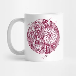 Burgundy Skull and Dreamcatcher Circle Mug